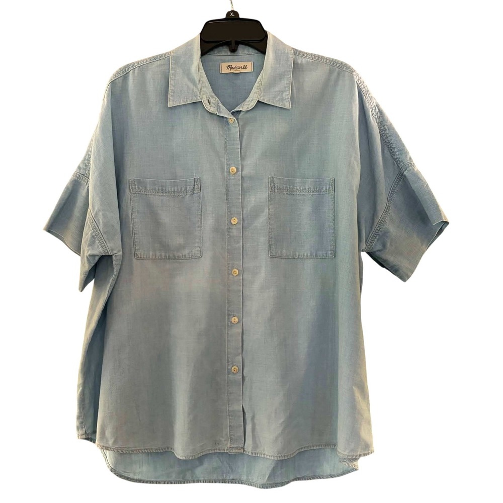 Madewell Courier Shirt Womens XL Blue Chambray Cotton Button Down Coastal